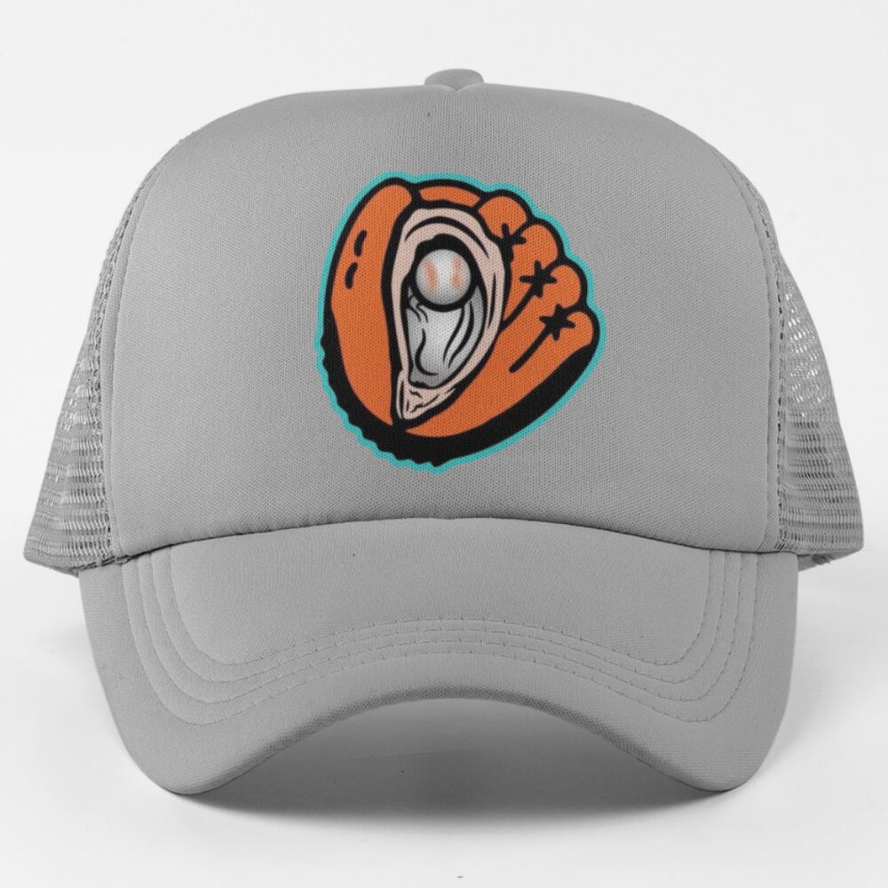 Chesapeake Baysox Oyster Catchers Glove Foam Trucker Mesh Snapback Hat GREY